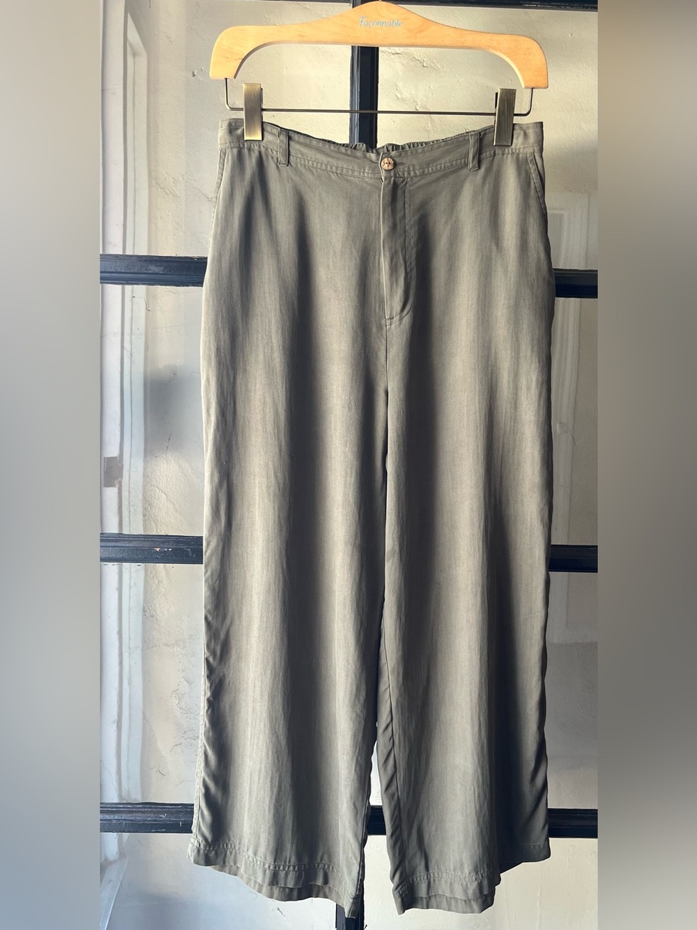 Lovely Vintage Kylani Bay Olive Green Pure Silk Pants